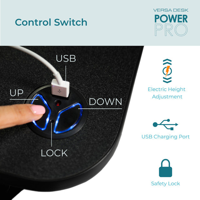 PowerPro® Corner Electric Standing Desk Converter With USB Charging, VDPPC