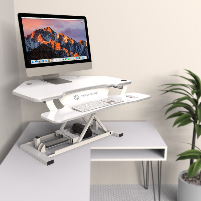 PowerPro® Corner Electric Standing Desk Converter With USB Charging, VDPPC