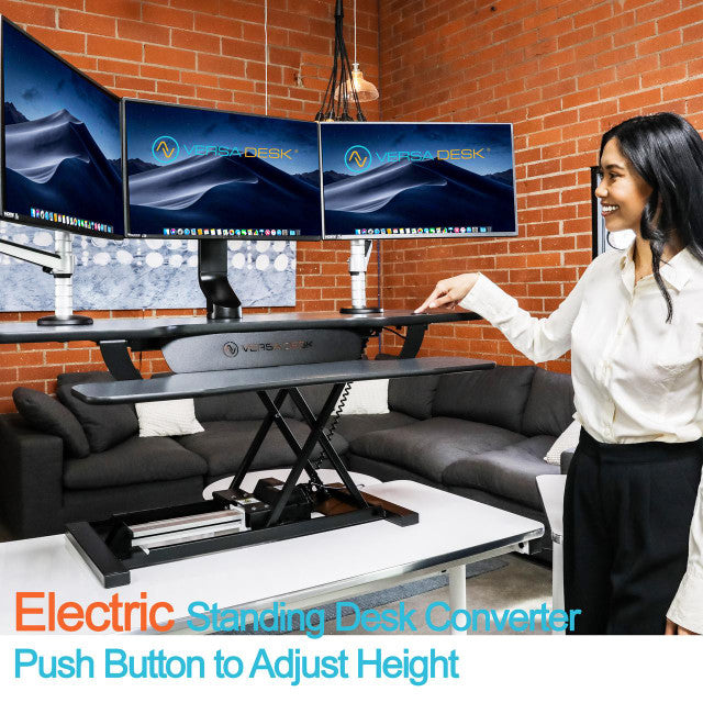 Product Video video-btn PowerPro® Electric Standing Desk Converter With USB Charging