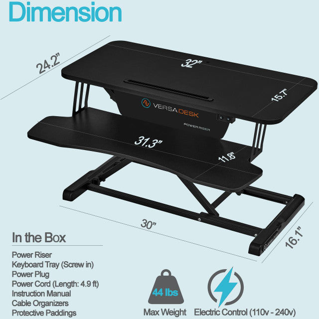 Power Riser Electric Standing Desk Converter 32", Black