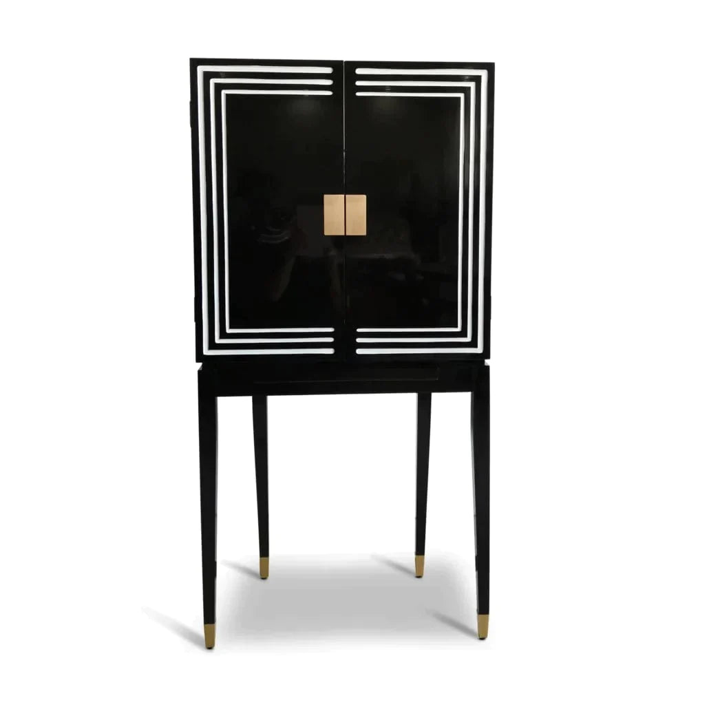Authentic Models Art Deco Liquor Cabinet Black & White
