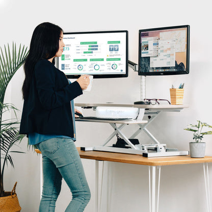 PowerPro® Elite Smart Sit To Stand Desk Converter With USB Charging Plug, Memory Setting and App Controllable
