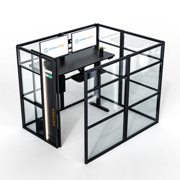 WorkNest® Cube O - Modern Glass Cubicle w/ Door