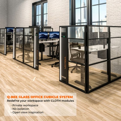 WorkNest® Cube O - Modern Glass Cubicle w/ Door