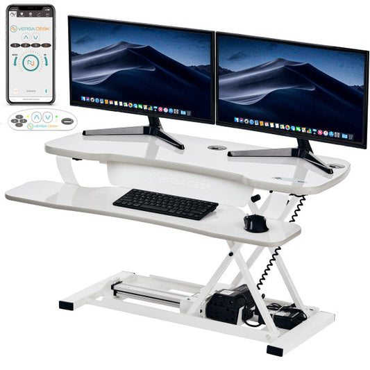 PowerPro® Elite Smart Sit To Stand Desk Converter With USB Charging Plug, Memory Setting and App Controllable