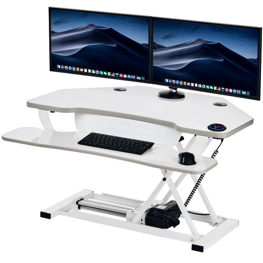 PowerPro® Corner Electric Standing Desk Converter With USB Charging, VDPPC