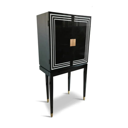 Authentic Models Art Deco Liquor Cabinet Black & White