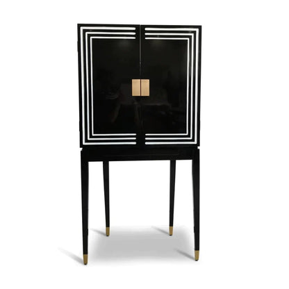 Authentic Models Art Deco Liquor Cabinet Black & White